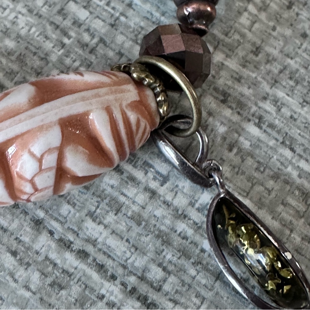 Hand crafted Bracelet Collage Beaded with Hand-Painted Beads & Wire-Wrapped 0778 - Picture 11 of 13